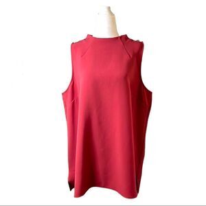 Alfani Pinkish Red Sleeveless Top W/ Split Hemline & Exposed Back Zipper Size 16